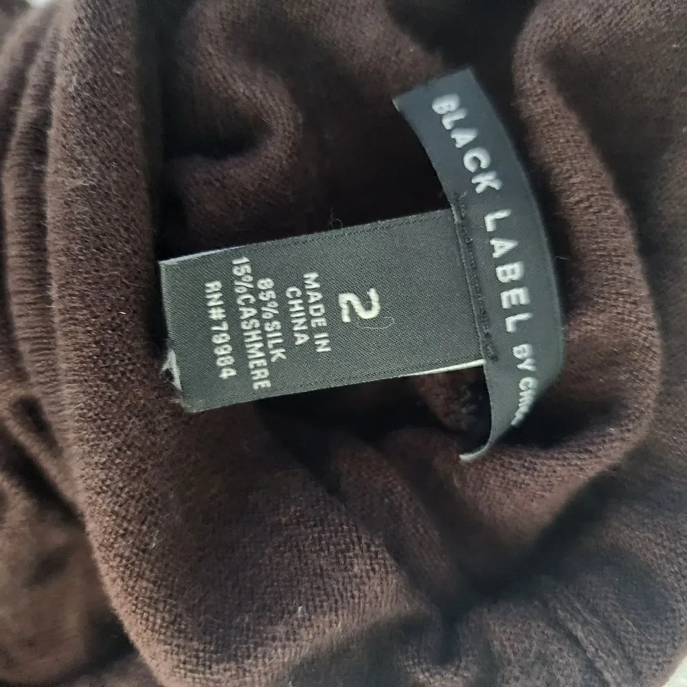 Chico's black label silk cashmere blend mockneck sweater blouse